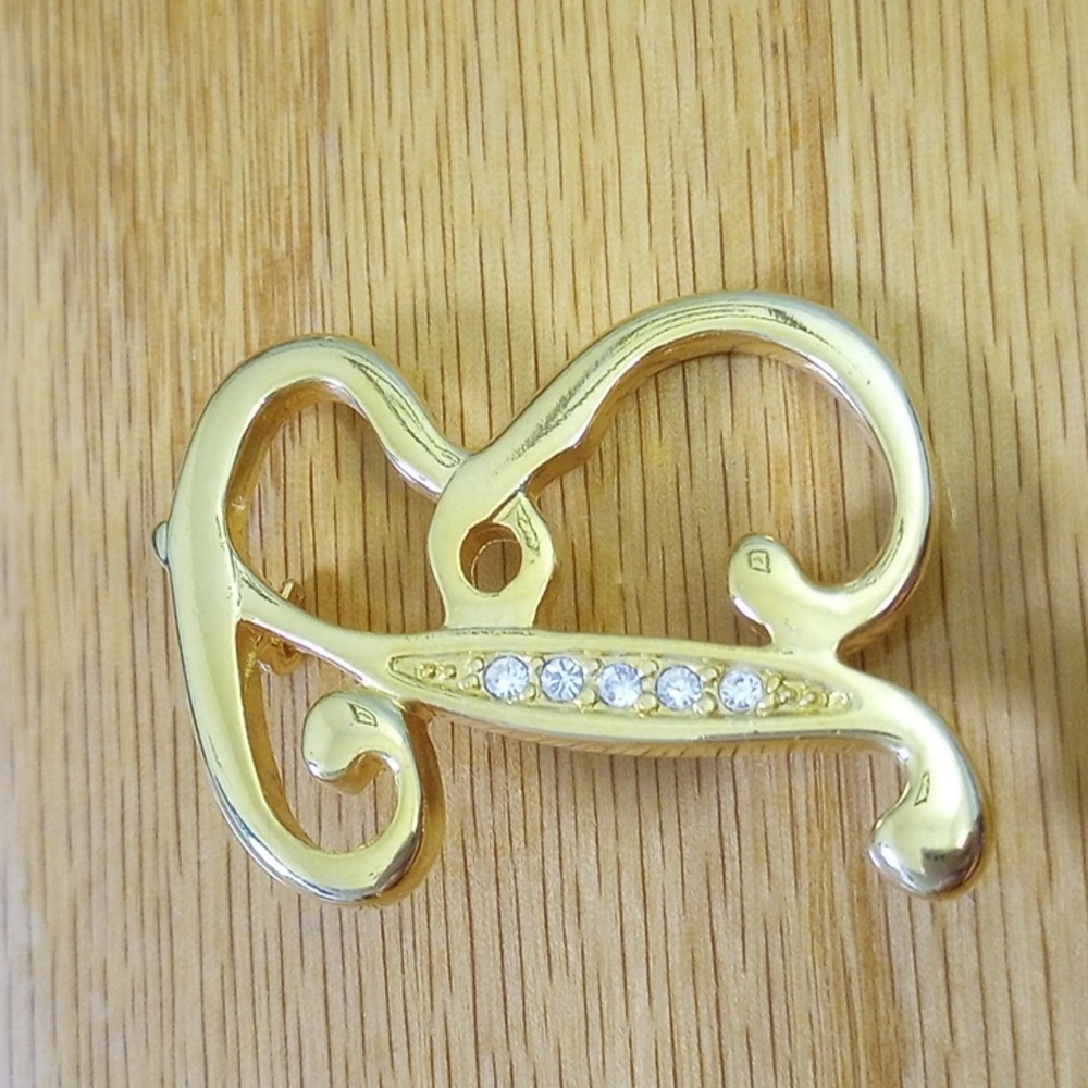 Gold Toned & Rhinestone “B” Initial Pin